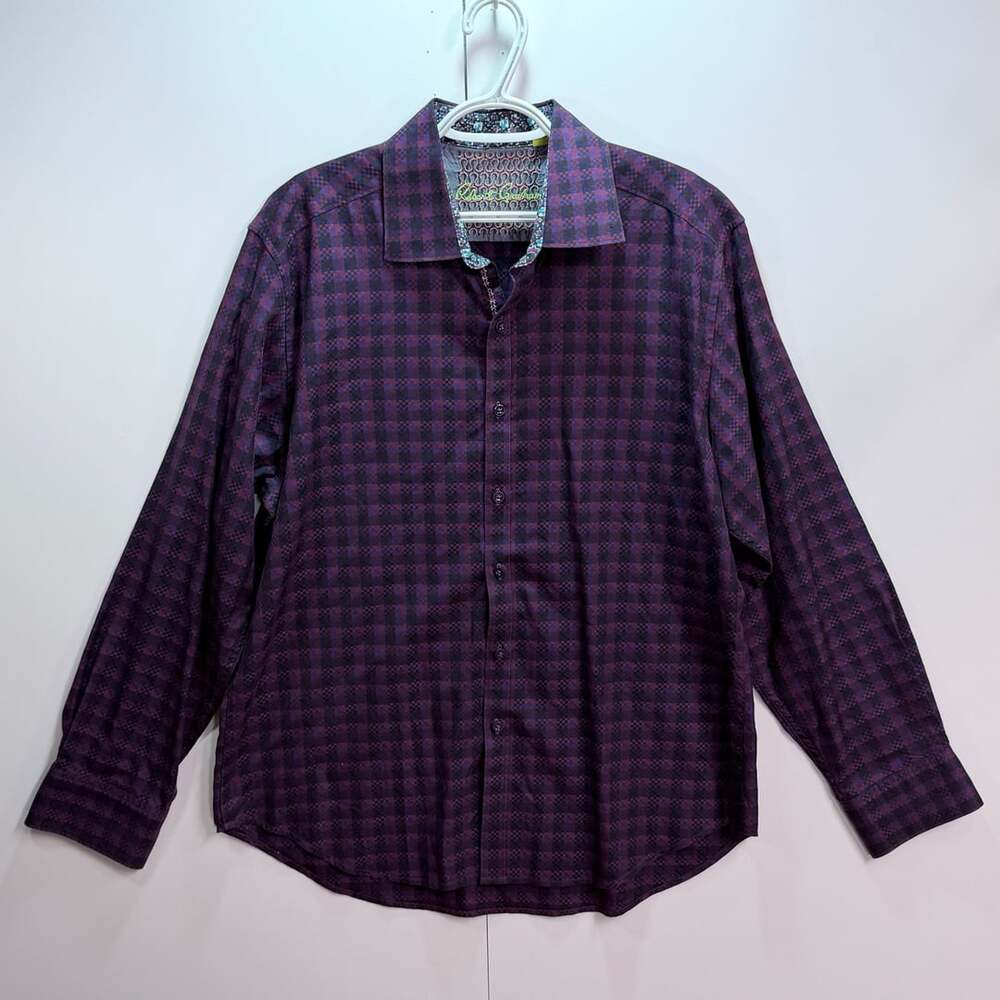 Robert Graham Classic Fit Men's Purple Plaid Long Sleeve Button-Up, Size XL